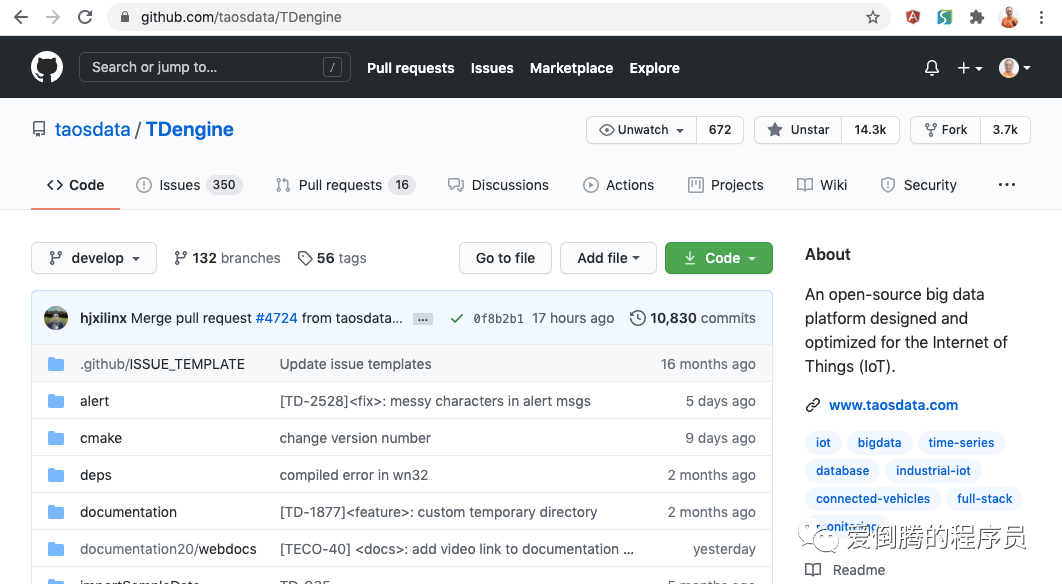 從宇宙大尺度結構到胎心監測,從手機消息推送到物聯網大數據處理 – 跨界是創新的主要源泉 - TDengine Database 時序數據庫 TDengine 的 GitHub 頁面